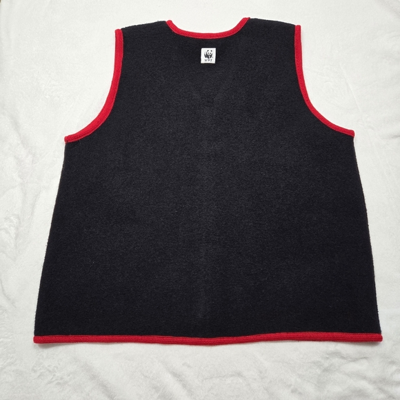 Vintage World Wildlife Fund (WWF) Boiled Wool Panda Bear Grandma Vest Size XL - Picture 2 of 9